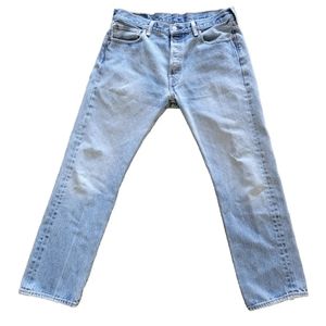 Levis 501 Jeans Mens 34x30 Blue Button Fly Light Wash